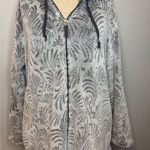 Stanherman  Gray Fleece Patterned Zip-Up Jacket with pockets - XL